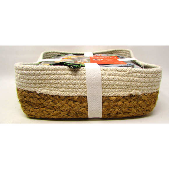 Beautiful 8-Piece Table Set Runner 6 Napkins Drew Barrymore Basket Gray + Floral - Picture 2 of 4